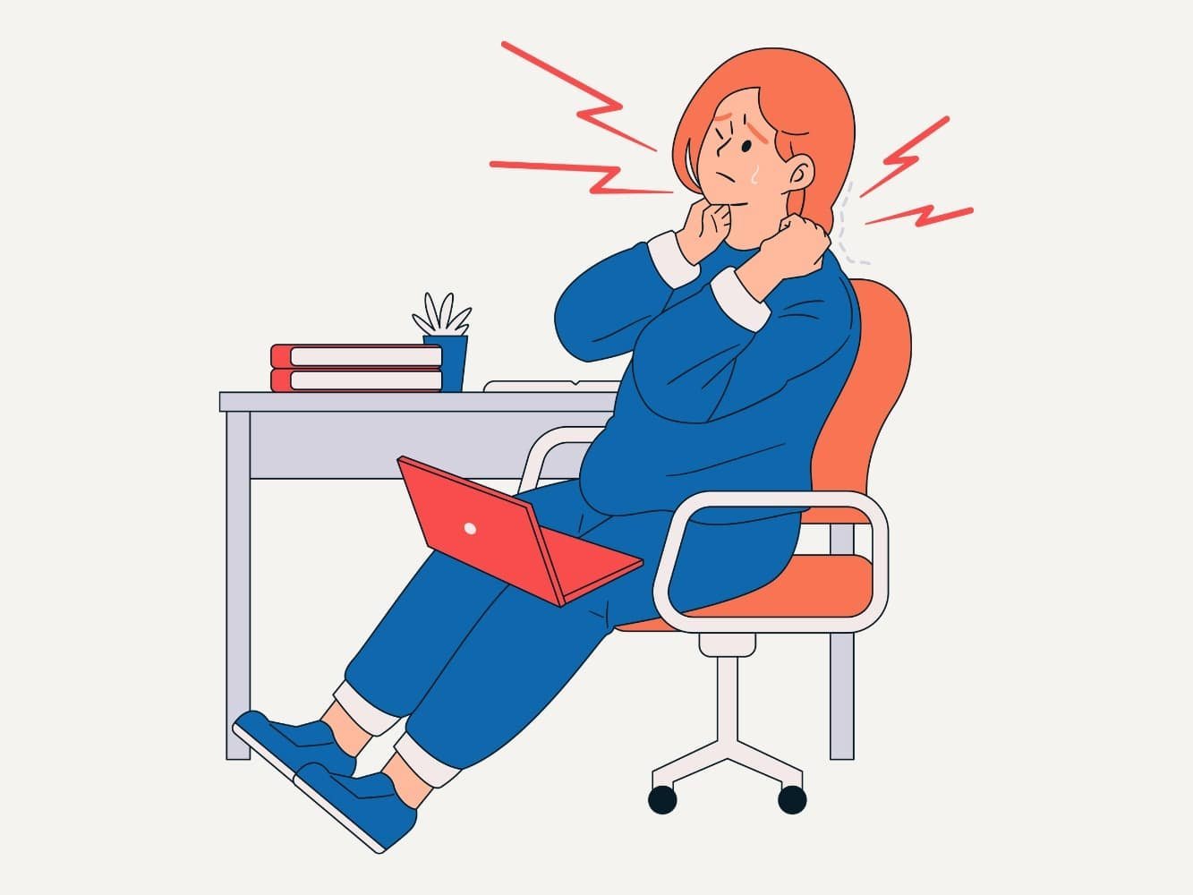 Animation Mitarbeiter mit Nackenschmerzen Stress