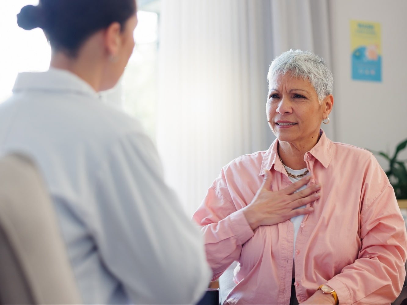 woman with palpitations due to stress
