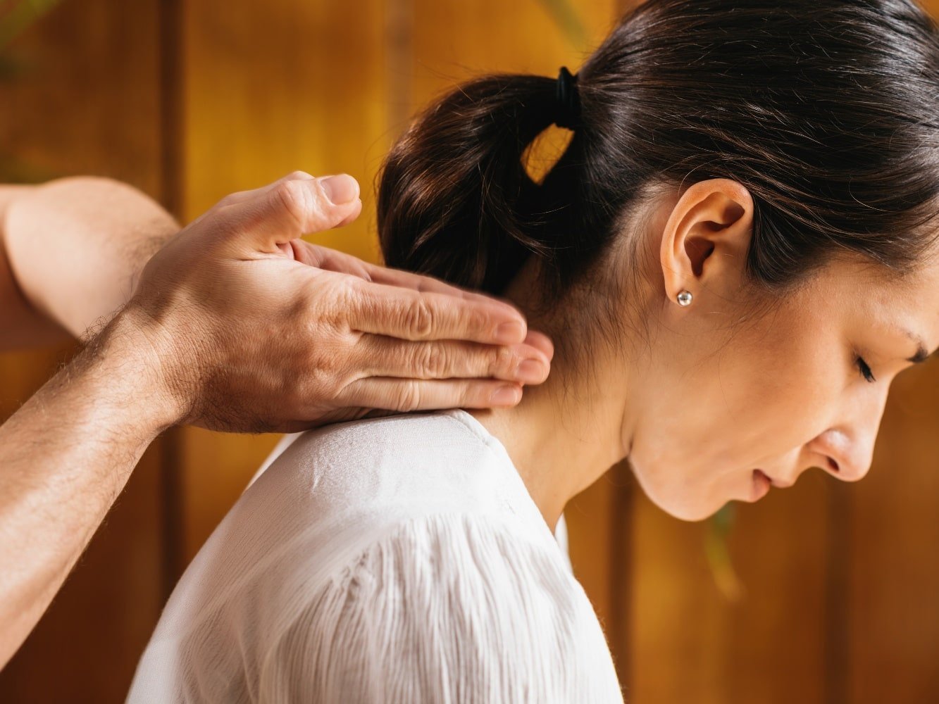 woman with neck massage