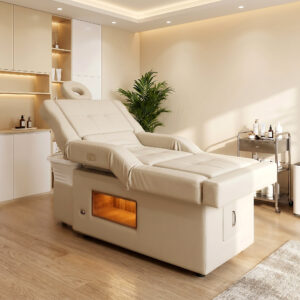 Headspa Foot Deluxe behandelbed in beige in een ingerichte spa-salon