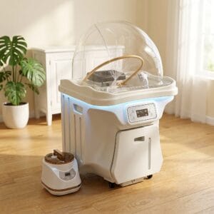 Mobiele Head Spa Deluxe salon Mobiele Head Spa Deluxe 60L met dome in een lichte salon